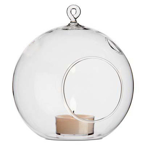 V382-CLRBALL8CMX50-144470-00 50 x Wholesale Lot of Hanging Clear Glass Ball Tealight Candle Holder - 8cm Diameter / High - Wedding Globe Decoration Terrarium Succulent Plant Mini Garden Holder Decor Craft Gift - Image 1