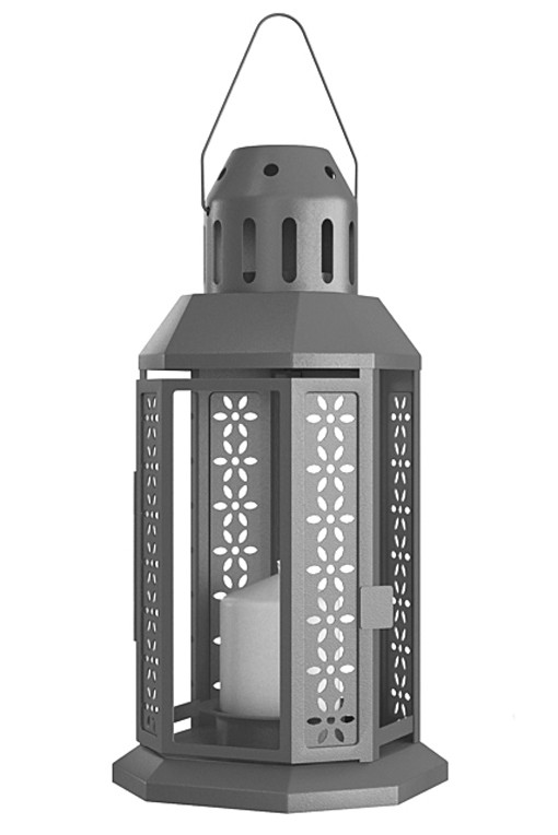 V382-DARKGREYLANTERN-71855-00 Dark Grey Metal Miners Lantern Summer Wedding Home Party Room Balconey Deck Decoration 21cm Tealight Candle - Image 1