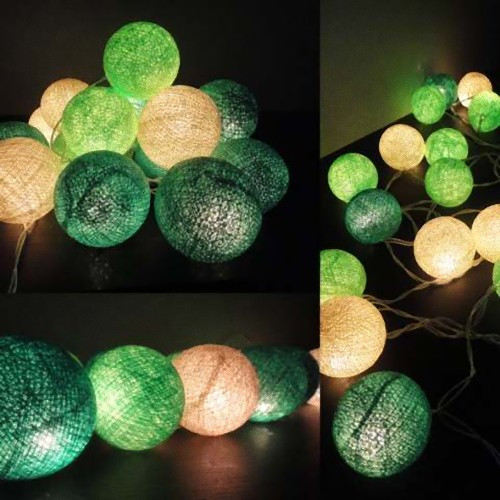 V382-GREENMIVBALLBATT50-202504030816-00 50 Ball Green Mix LONG 5m String Light Battery Box 5cm Cotton Ball Christmas Birthday Garden Special Occasion Decoration - Image 1