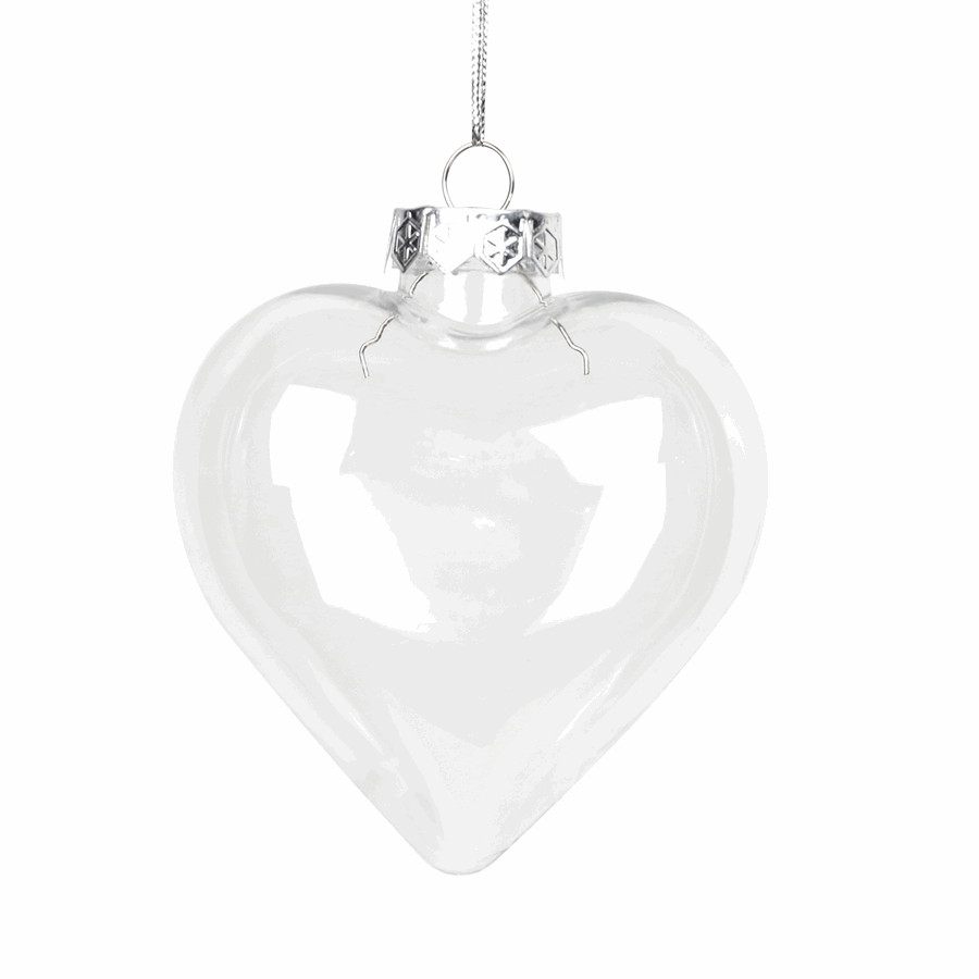 V382-HEARTBAUBLEX5-202503040845-00 5 Pack Iridescent Glass Heart Ornaments Fillable Baubles for Christmas Party Wedding DIY Craft Decorations - Image 1
