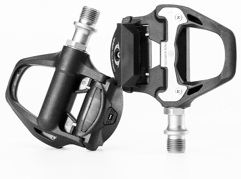 V382-SPDSLPEDALSCLIPIN-73088-00 Self Lock Clip In Bike Pedals Shimano SPD-SL Cleat MTB Road 700C Hybrid BMX - Rockbros Nylon Black - Image 1