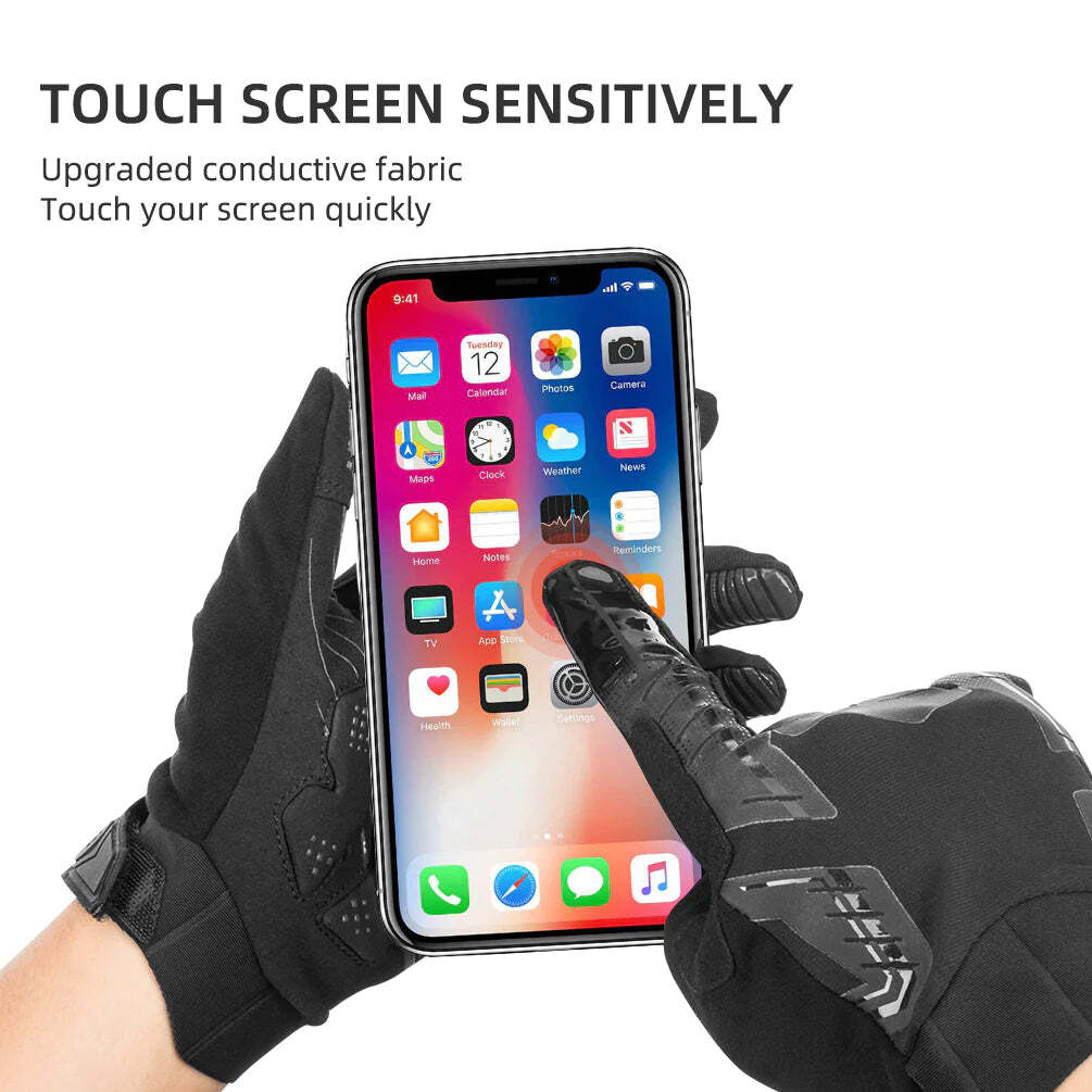 V382-TOUCHGLOVESRBM-73069-00 MTB Mountain Bike Gloves Medium Sized - Finger Pads for Touchscreen Devices Road Cycling Camping Running Outdoor Sport Rockbros - Image 1