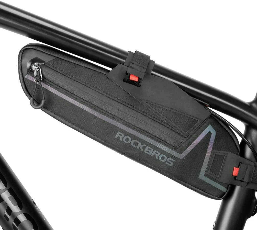 V382-TUBEBAGRBBLK-73061-00 Bike Top or Under Tube Bag Reflective Material Road MTB Mountain Commuter Hybrid Ebike Tourer Scooter Escooter Bag BLACK Rockbros - Image 1