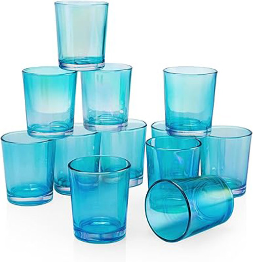 V382-TURQCHX20-202503121011-00 20 Pack Turquoise Glass Votive Tealight Candle Holders House Party Centerpiece Xmas Wedding Decor Glass Candlestick Party Decorations Bridal Baby Shower Event - Image 1