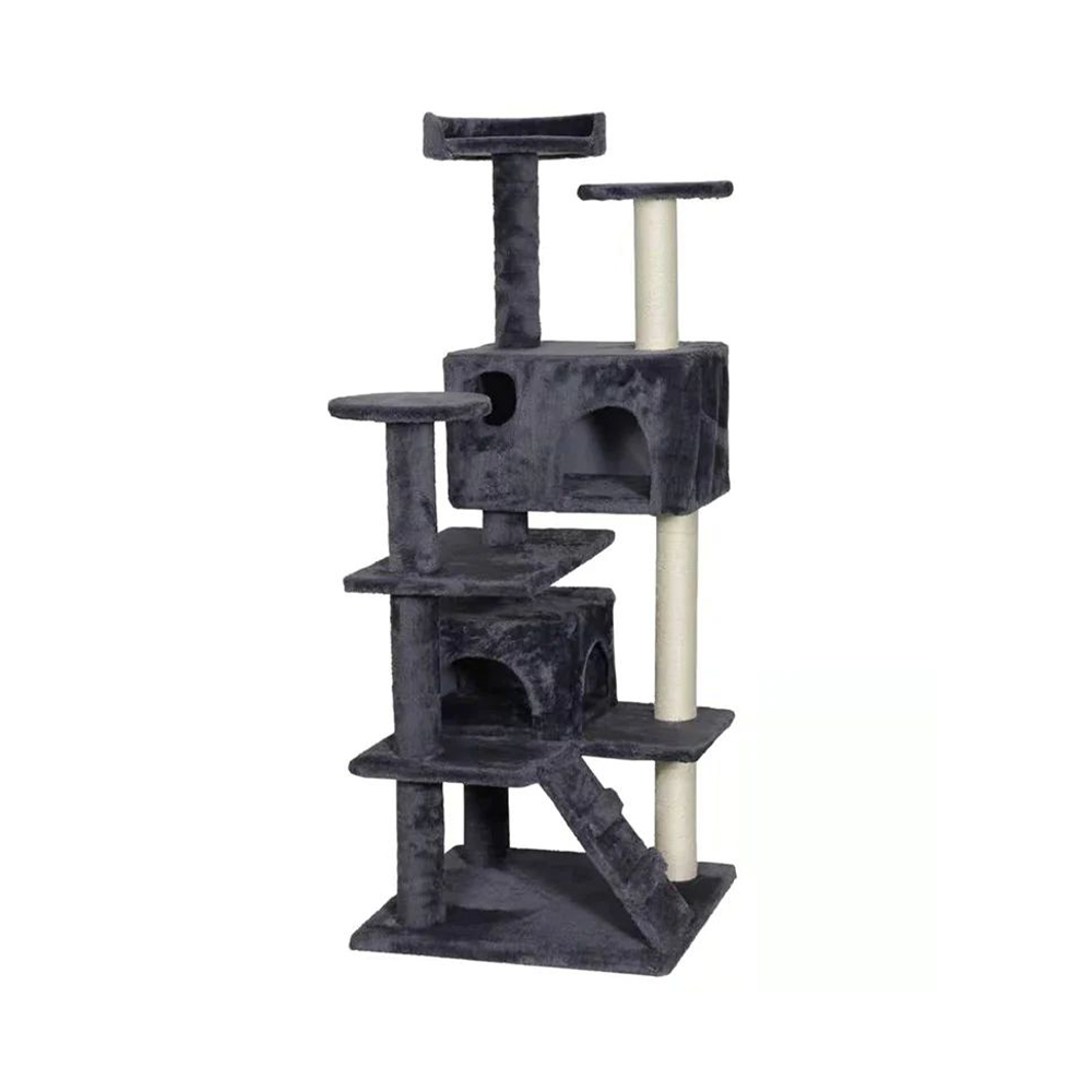 V390-C200226-69656-09 CATIO Chipboard Flannel Cat Scratching Tree - Abstract Deluxe 50x50x127cm - Image 1