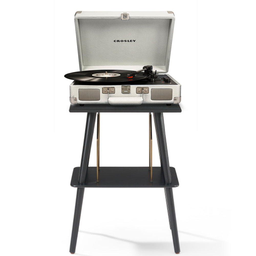 V398-CR8005FST-WS4-202504101336-00 Crosley Cruiser Bluetooth Portable Turntable - White Sands + Crosley Entertainment Stand Bundle - Image 1