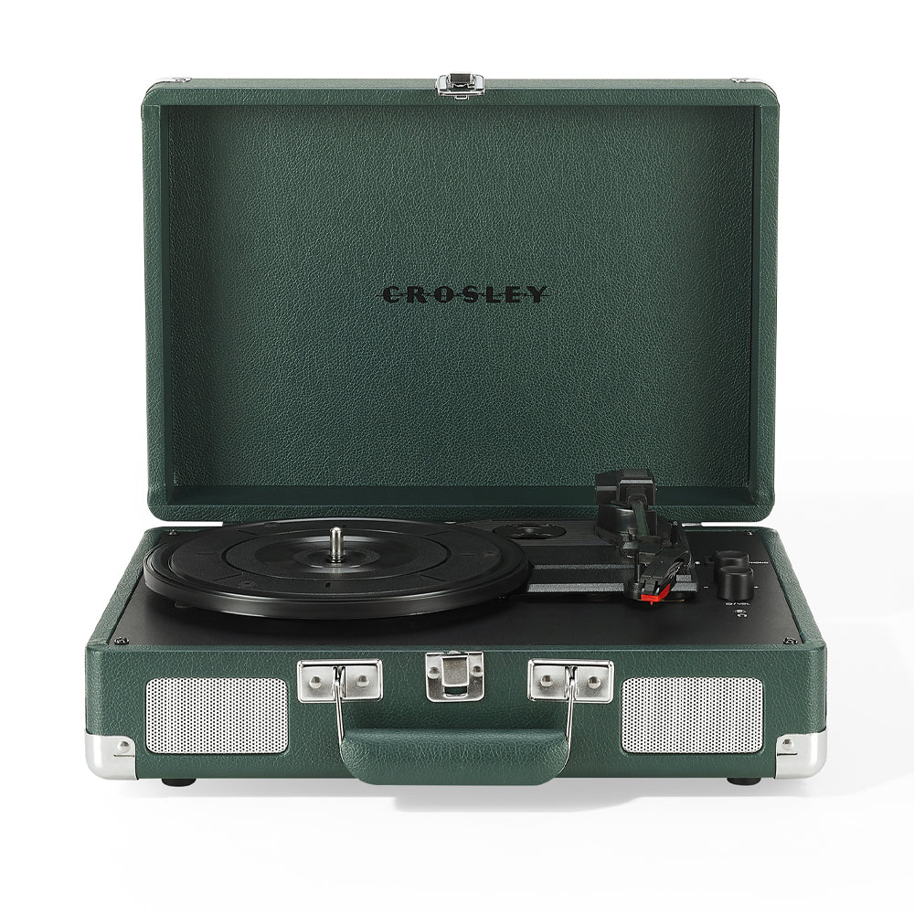 V398-CRIW8005F-EM4-202506051207-00 Crosley Cruiser Bluetooth Portable Turntable - Emerald Green - Image 1