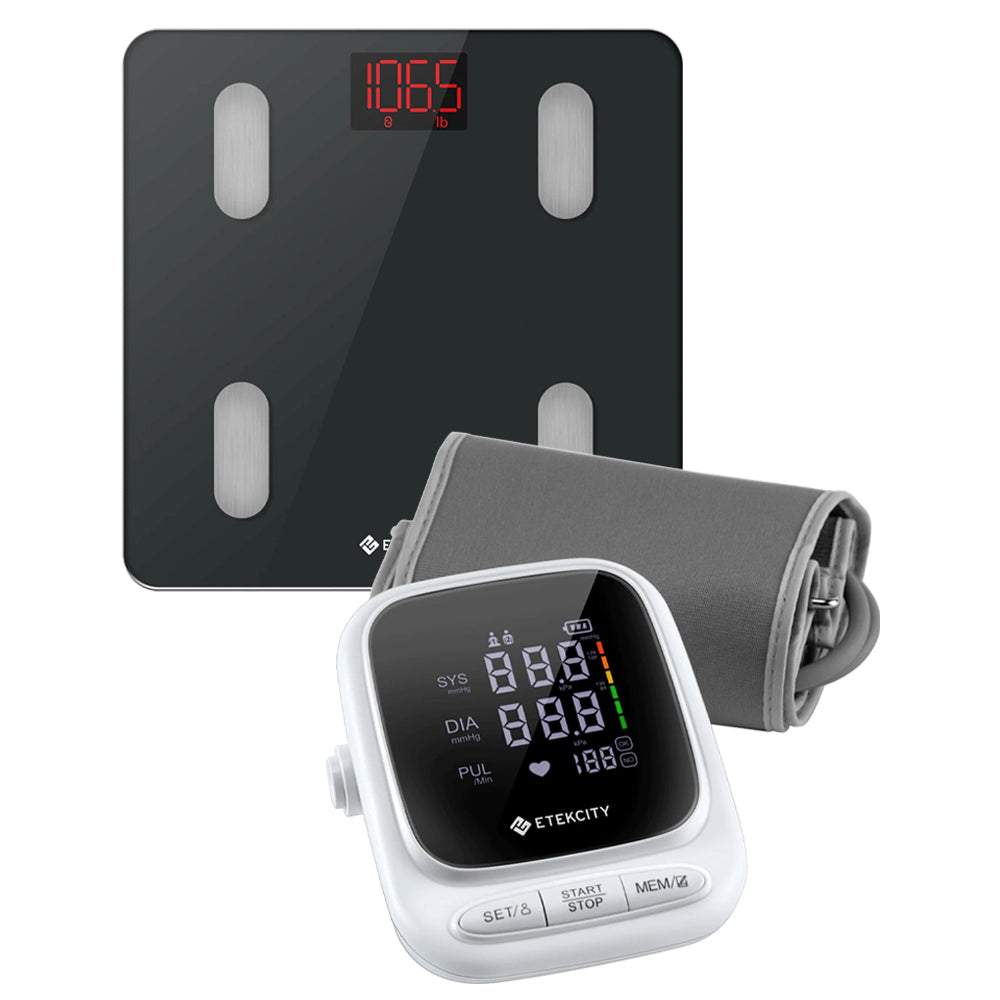 V398-EKESF14-BPM-202503141835-00 Etekcity Smart Scale for Body Weight, Black & Etekcity Smart Blood Pressure Monitor, White Bundle - Image 1