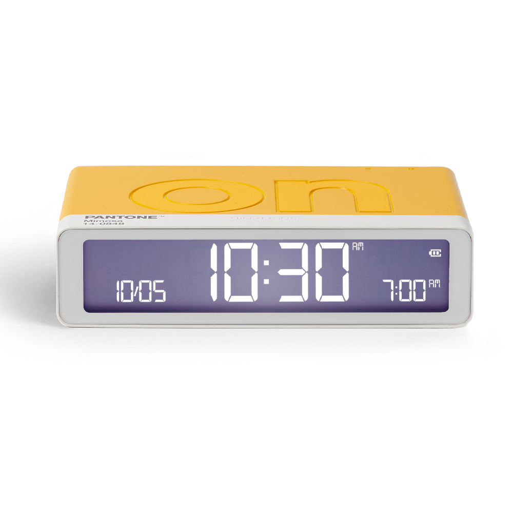 V398-LD-LR157PT-Y-202506051211-00 Lexon Flip Classic Reversible Alarm Clock PANTONE - Yellow - Image 1