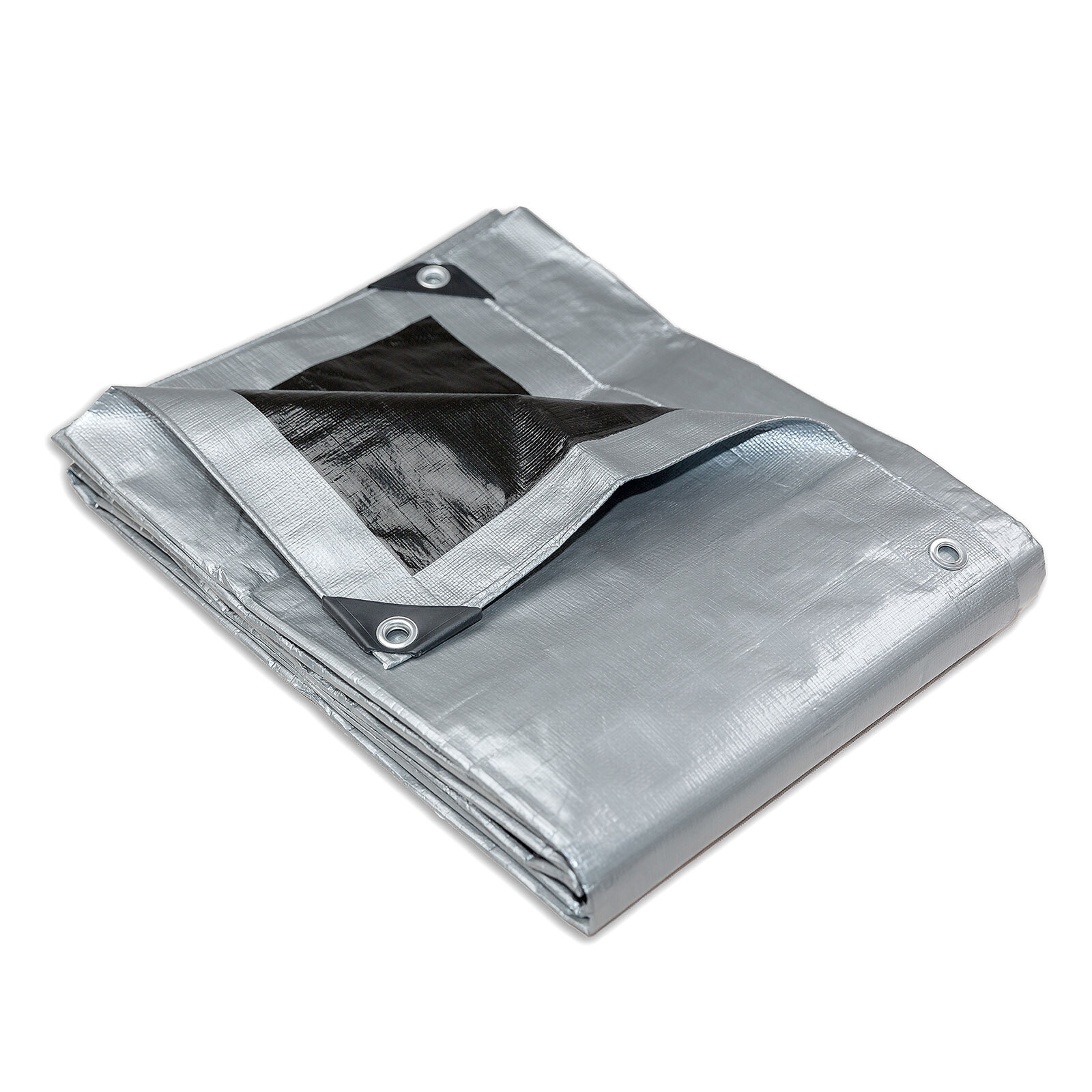 V406-TS1624-158617-00 Heavy Duty Silver Black Tarp Tarpaulin 4.9x7.3m - Image 1