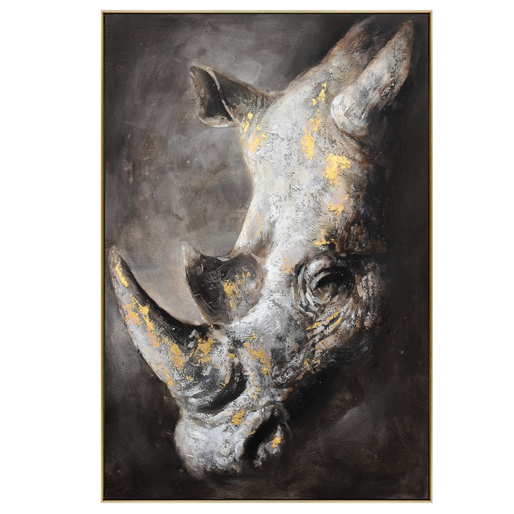 V411-SOK-HMTWF-1311Y-90164-00 80X120cm Golden Titan Champagne Framed Hand Painted Canvas Wall Art - Image 1