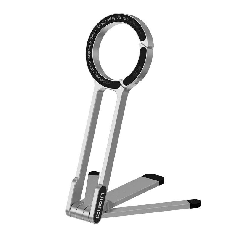 V413-M060-202503251452-00 ULANZI MA30 Magnetic Phone Tripod Stand for iPhone - Aluminium Maglock Smartphone Mini Tripod Pocket Cell Phone Stand Dual-Sided Magnet Quick Mount Compatible with iPhone 16 15 14 13 12 Magsafe
(Silver) - Image 1
