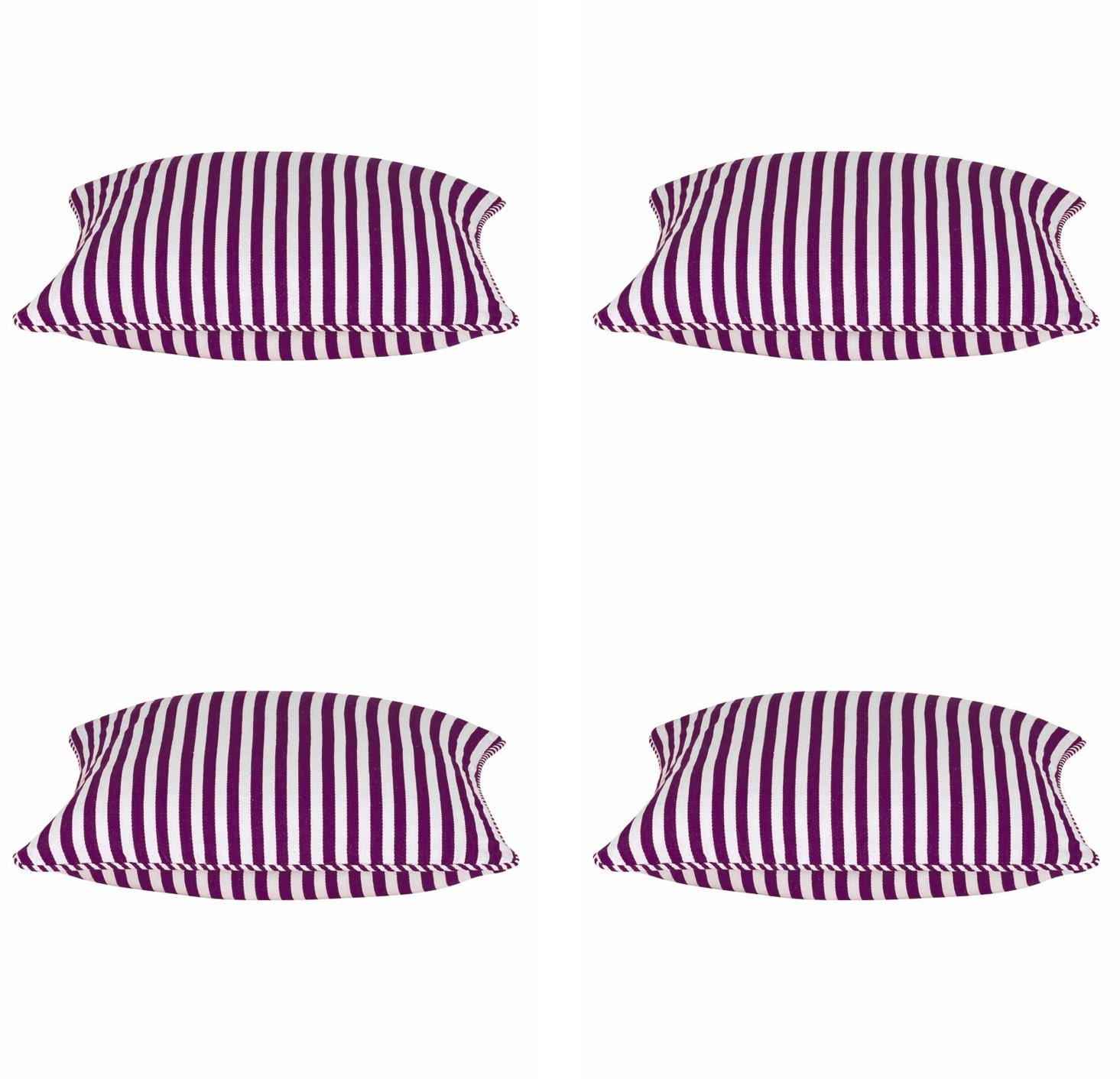 V416-444150F20PK4-142235-00 Pack of 4 Dandi Fuchsia Plum Purple & White Striped Square Cushion Covers 40x40cm - Image 1