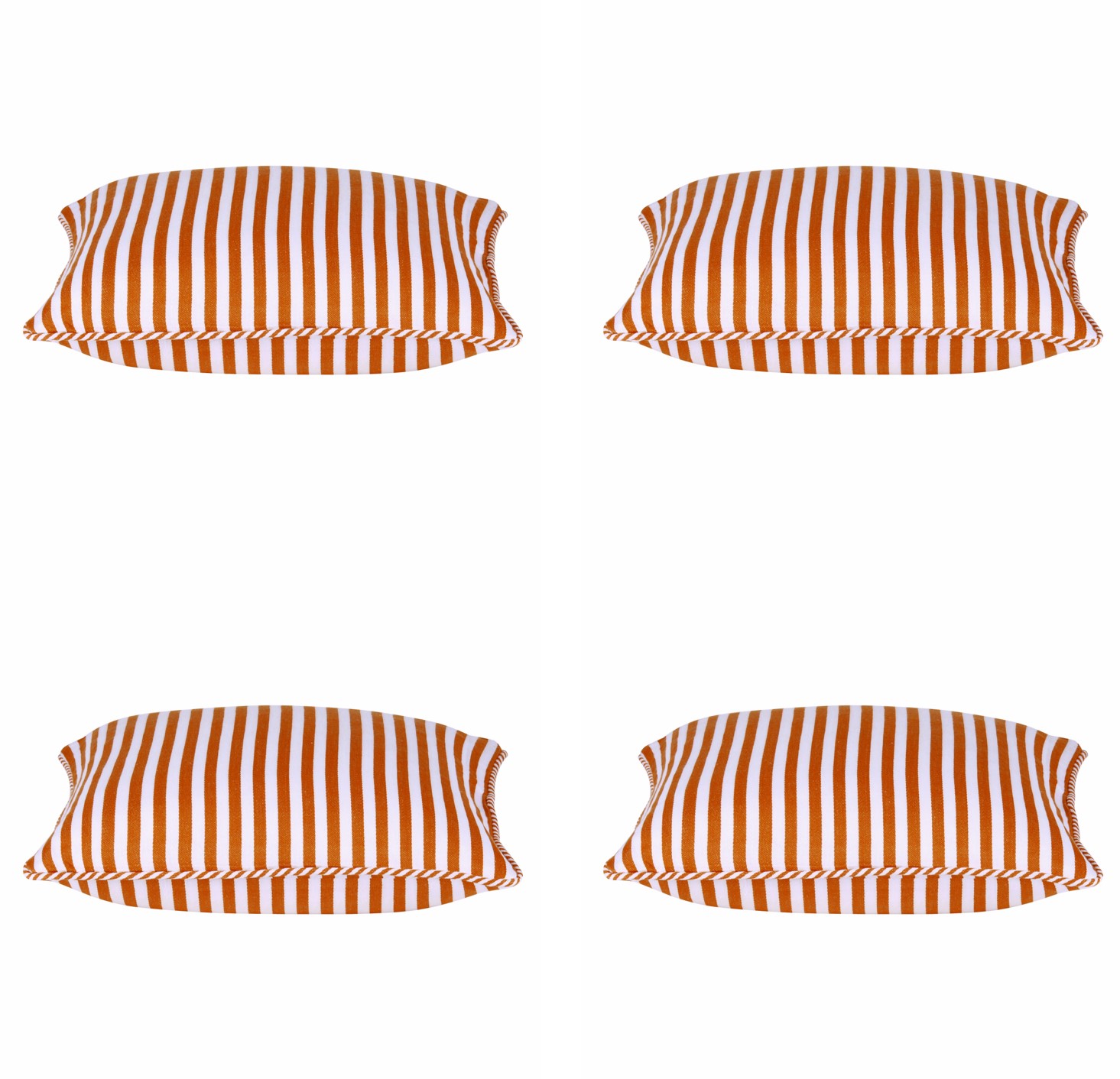 V416-444150Y20PK4-142231-00 Pack of 4 Dandi Orange & White Striped Nautical Cushion Covers 40x40cm - Image 1