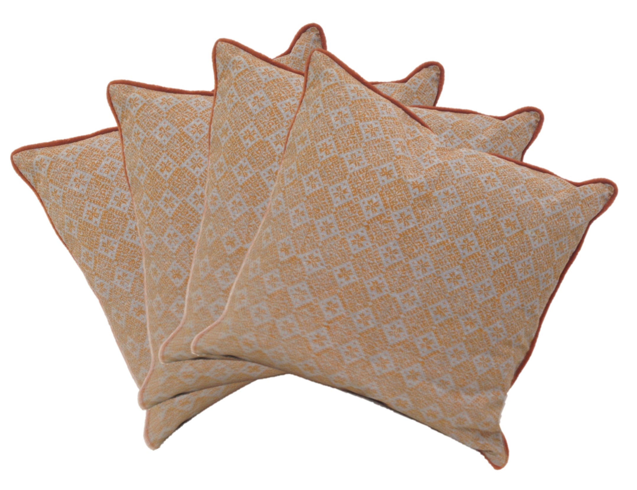V416-444164Y20PK4-142246-00 Pack of 4 Azuk Orange & Grey Cushion Covers 50cm x 50cm - Image 1