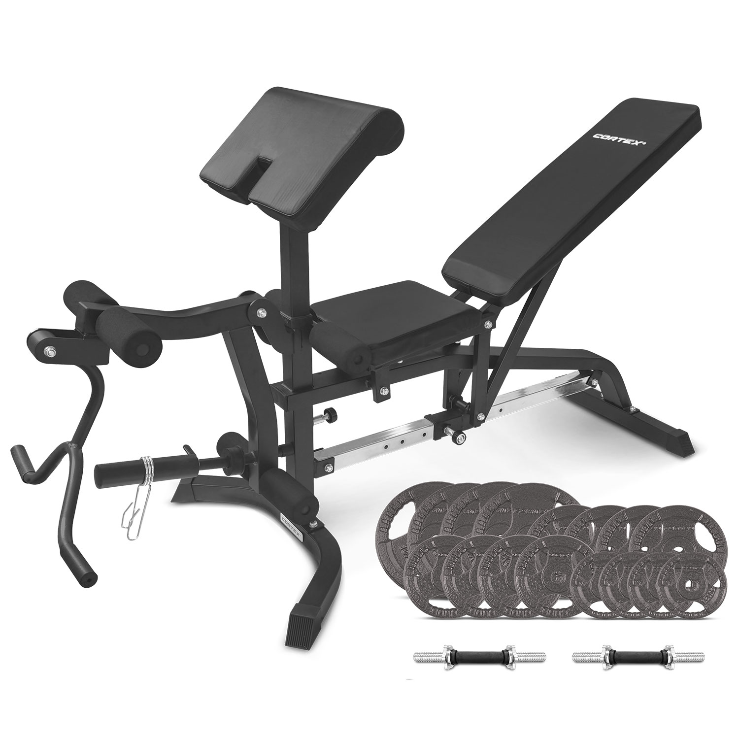 V420-CSBN-BN11-A-94922-00 CORTEX BN-11 Exercise FID Bench + 79kg Standard Tri-Grip Weight Plate and Dumbbell Package - Image 1