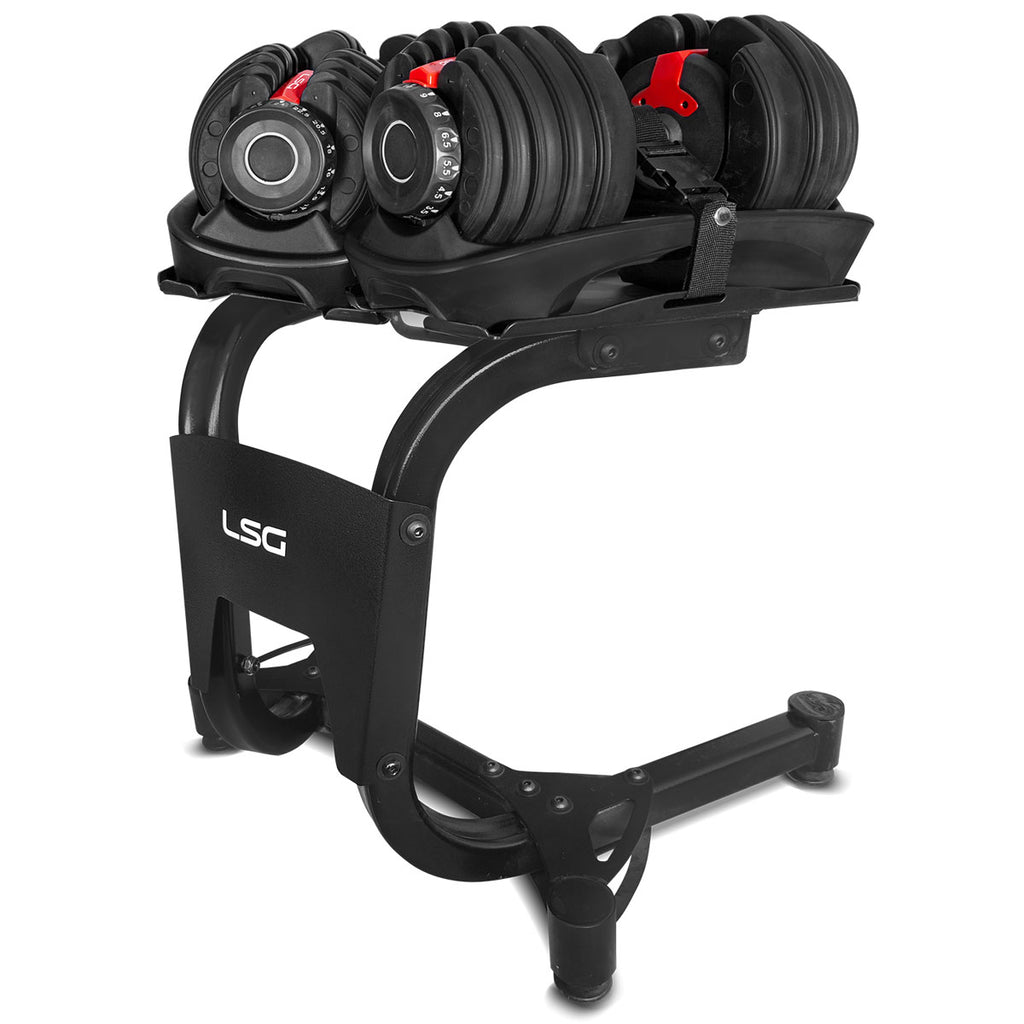 V420-DBADJUST525PAIR-STAND-88003-00 LSG Adjustable Dumbbells 2.5kg-24kg (Pairs) with Dumbbell Stand - Image 1