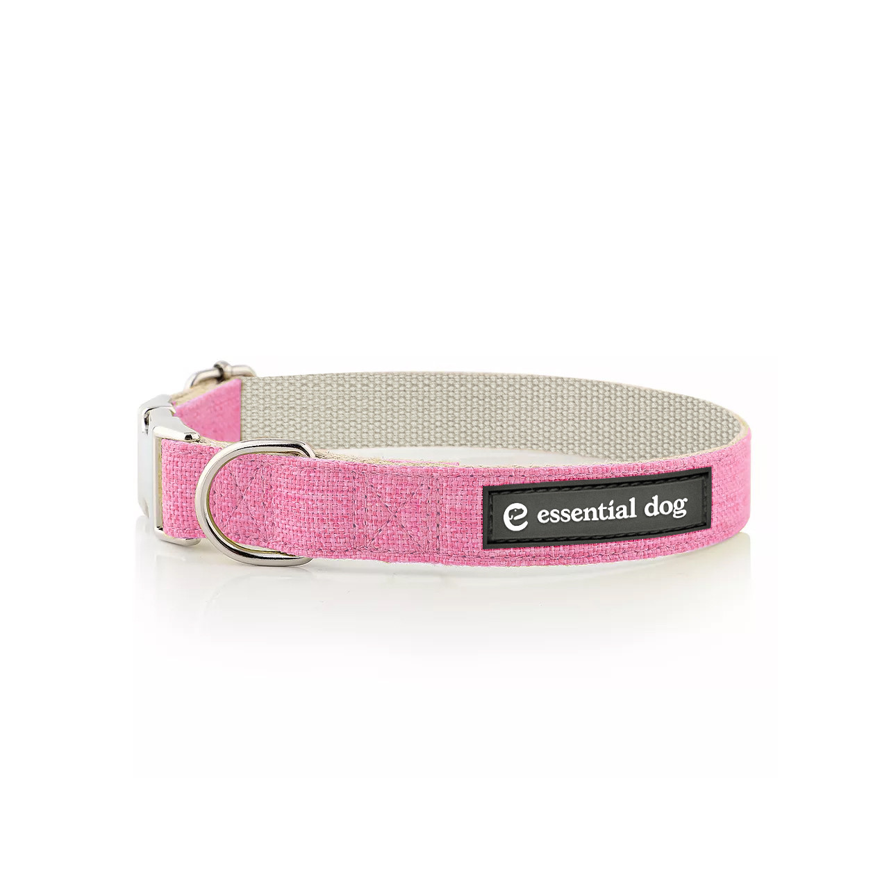 V422-HC-P-XS-183532-00 Natural Hemp & Cotton Dog Collar (Pretty Pink) EXTRA SMALL - Image 1