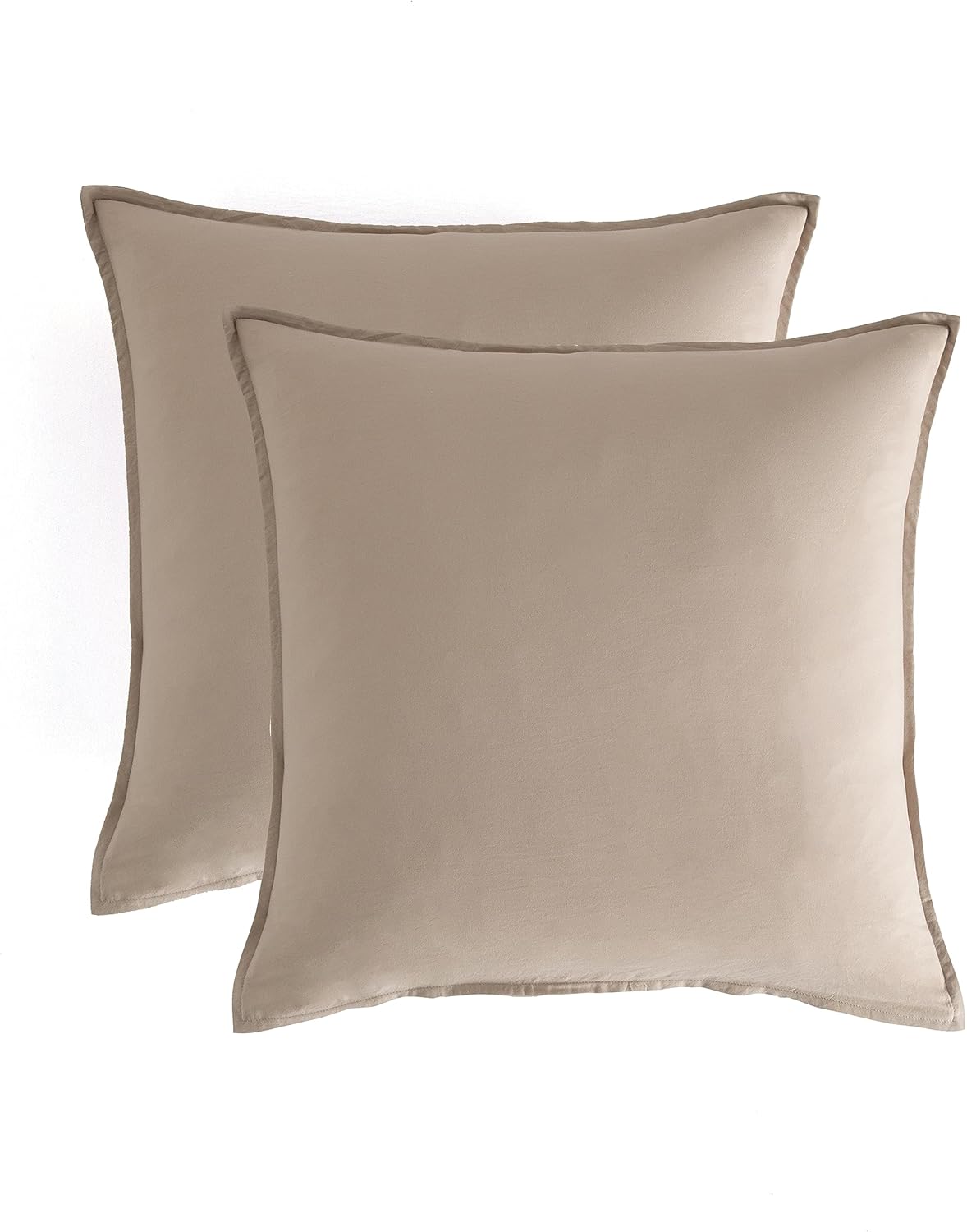 V439-EPLINENWM2-191021-00 Vintage Washed Microfibre European Pillowcases - Set of 2 Luxurious European Pillow Covers - Linen - Image 1