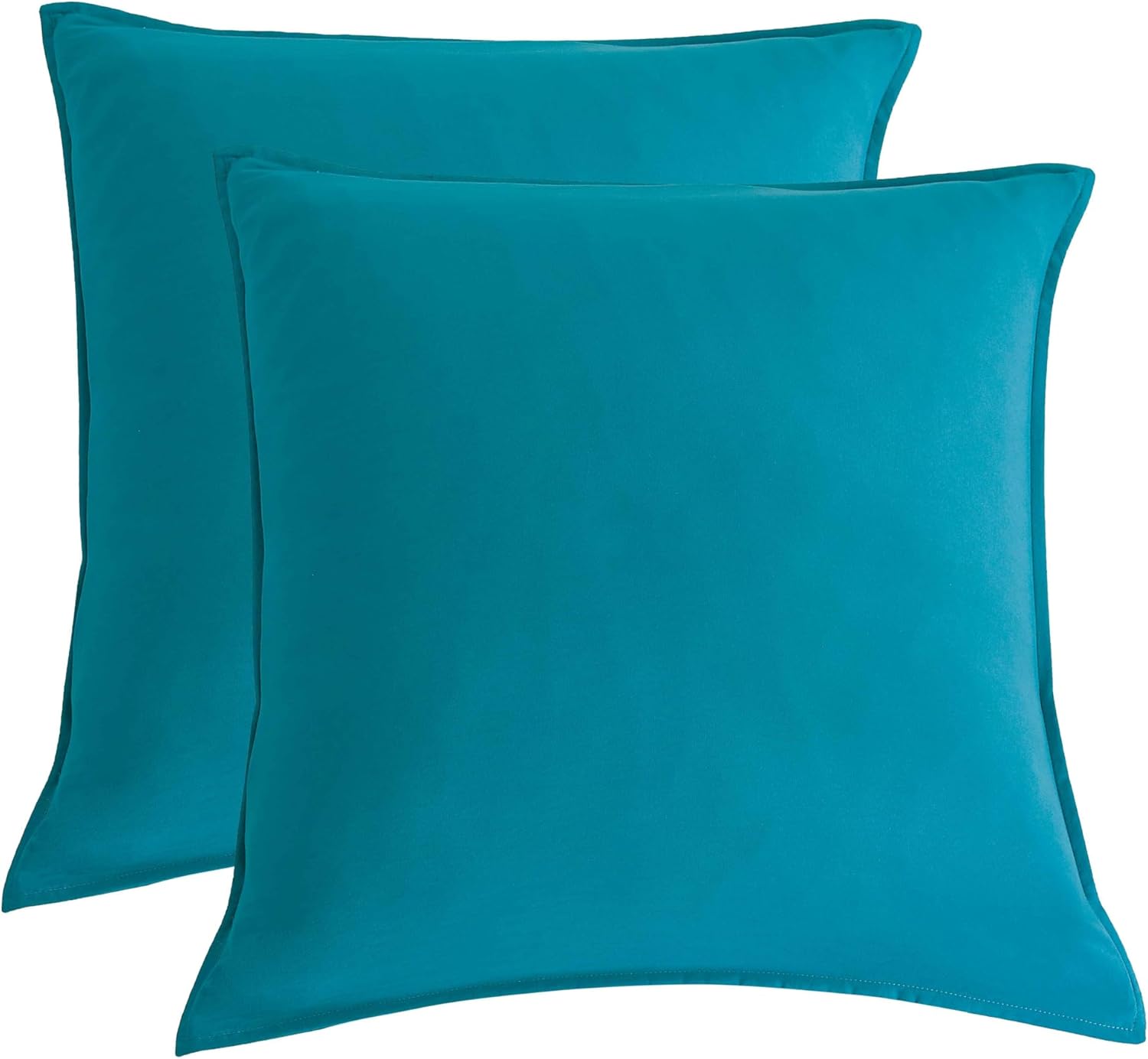 V439-EPTEALWM2-218300-00 Twin Pack Vintage Washed Microfibre European Pillowcase (Teal, Square) - Image 1