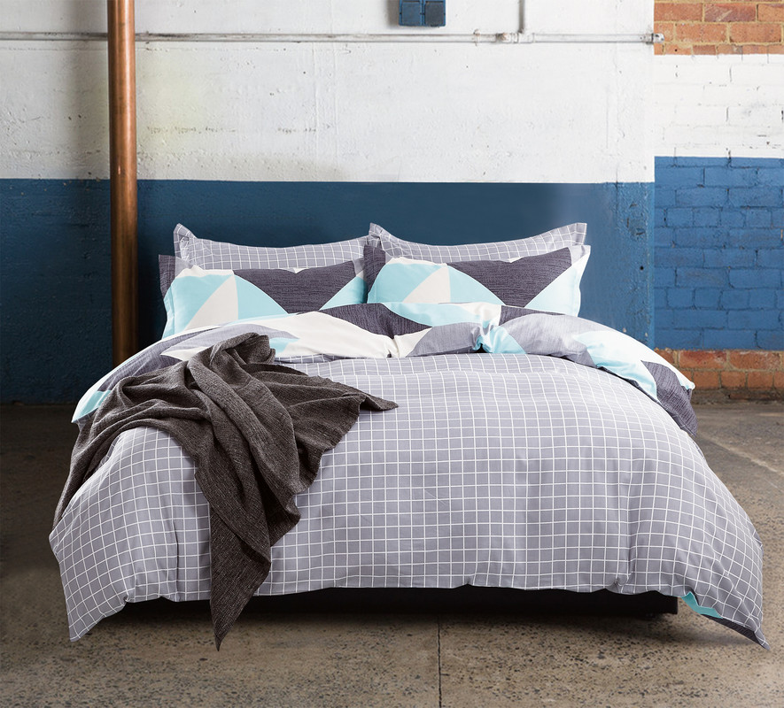 V439-SKQSMODERN-202507071214-00 100% Cotton Reversible Quilt Cover Set - Modern City - Super King Size - Image 1
