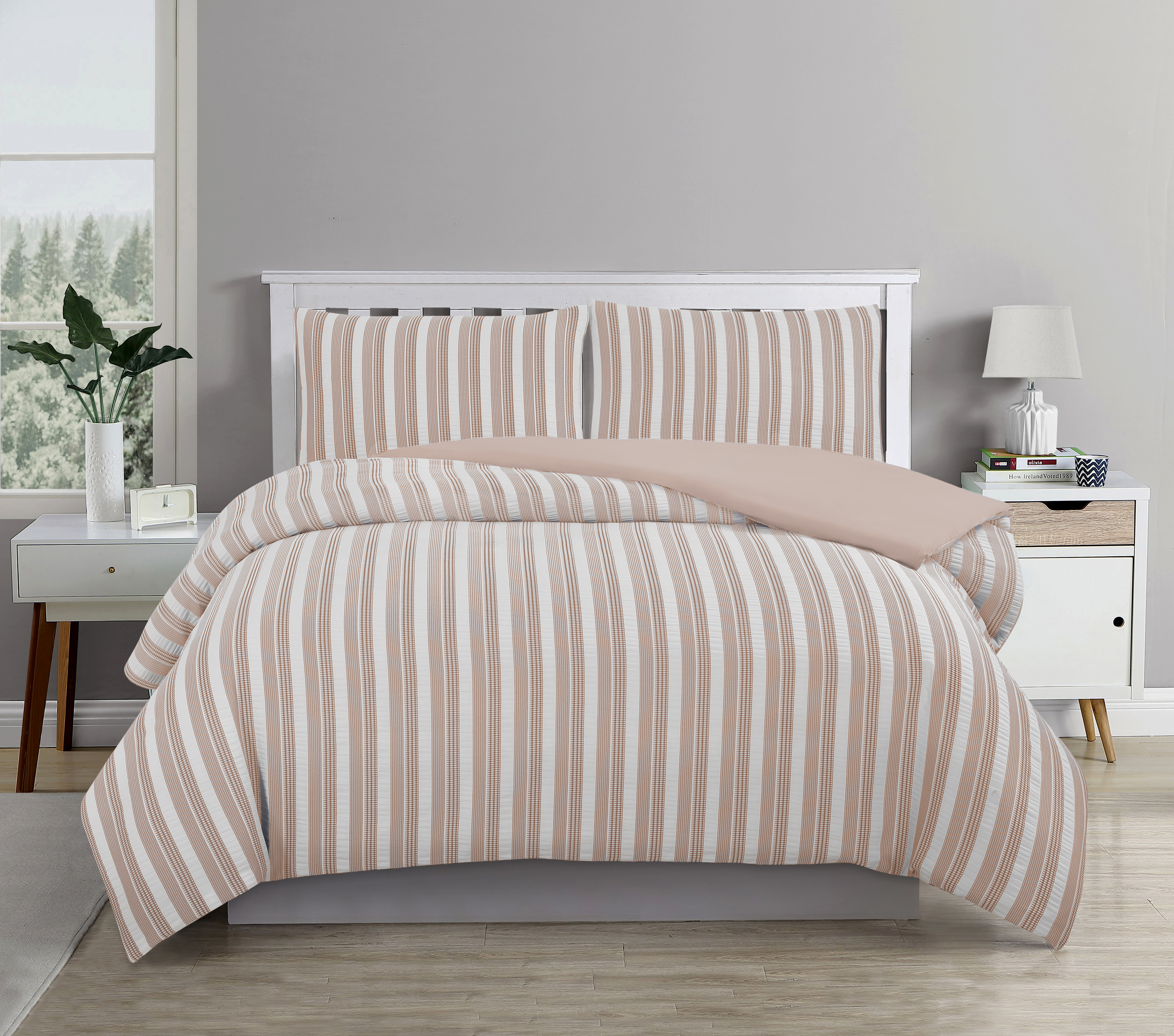 V441-QS4680ROSSB-90358-00 Cove TEXTURED ROSE DUST QUILT COVER SET - SINGLE - Image 1