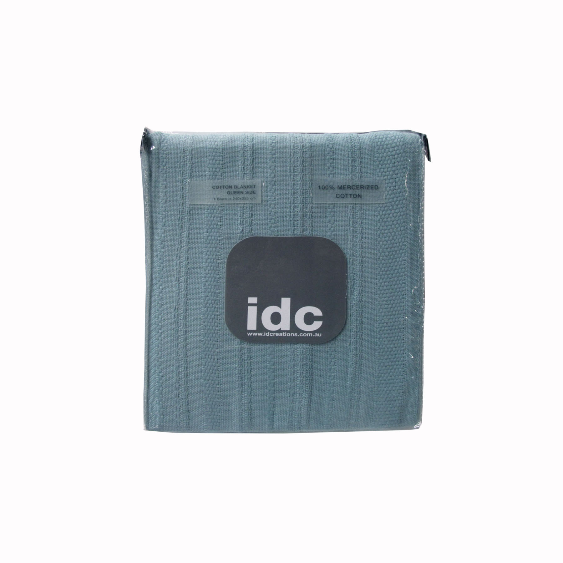 V442-ABR-BLANKET-COTTON-BLUE-QS-96316-00 IDC Homewares 400GSM 100% Mercerized Cotton Blanket Blue Queen - Image 1