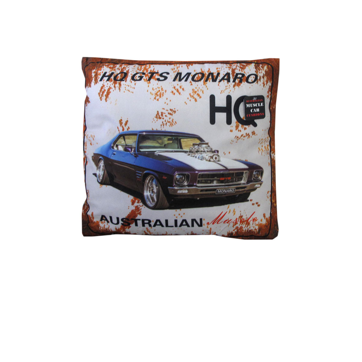 V442-ABR-CUSHION-MUSCLECARHQ-BLUE-SQ-96918-00 Australian Muscle Car Cushion HQ GTS Monaro Blue - Image 1
