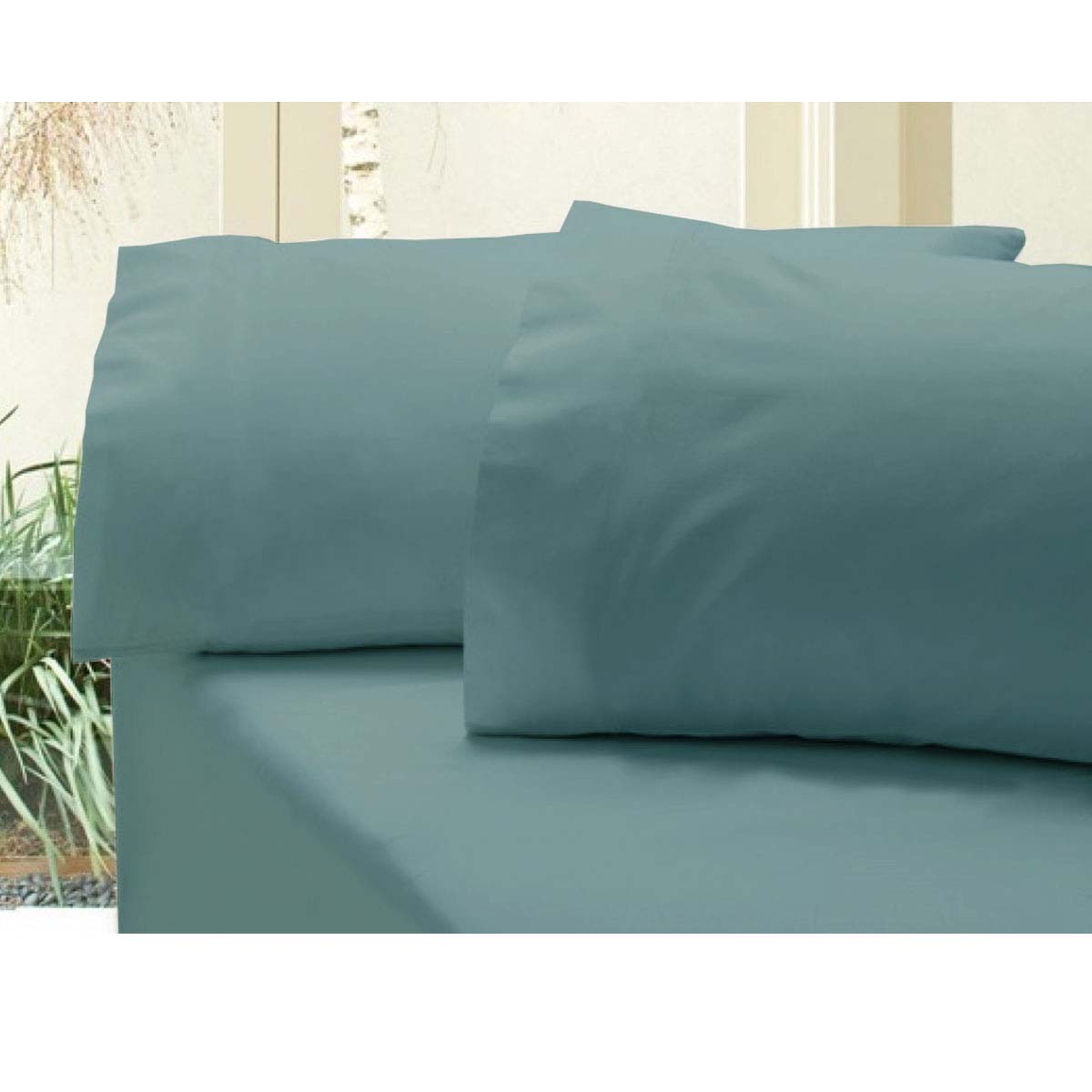 V442-ATX-FITTEDSS-REVIVE400-STEELBLUE-DS-204821-00 Revive 400TC Cotton Sateen Combo Set Double Steel Blue - Image 1