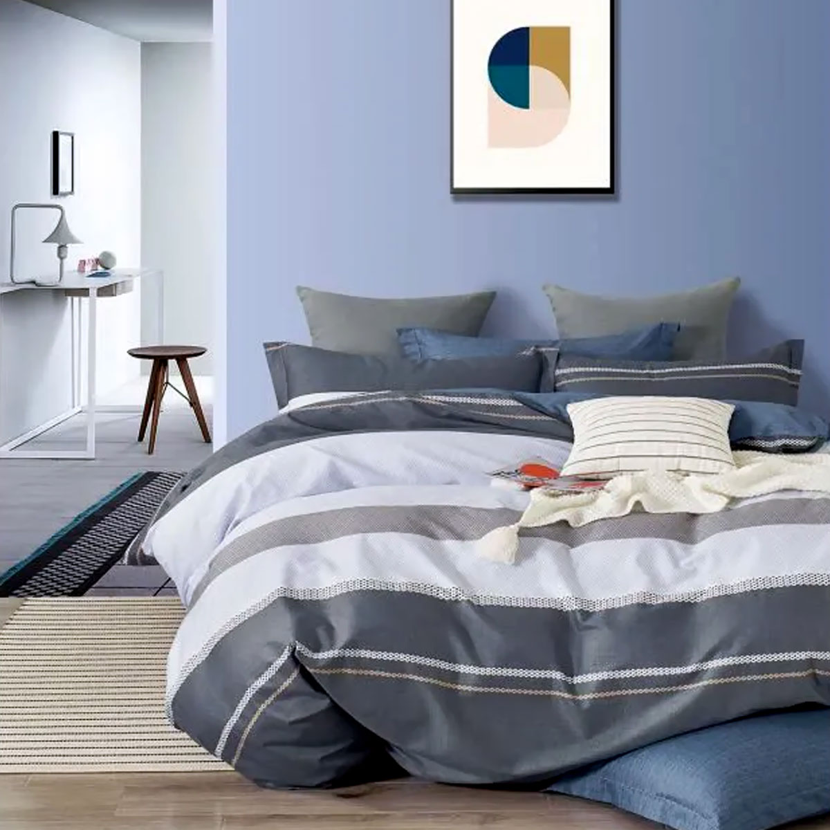Pani Charcoal Reversible Quilt Cover Set King