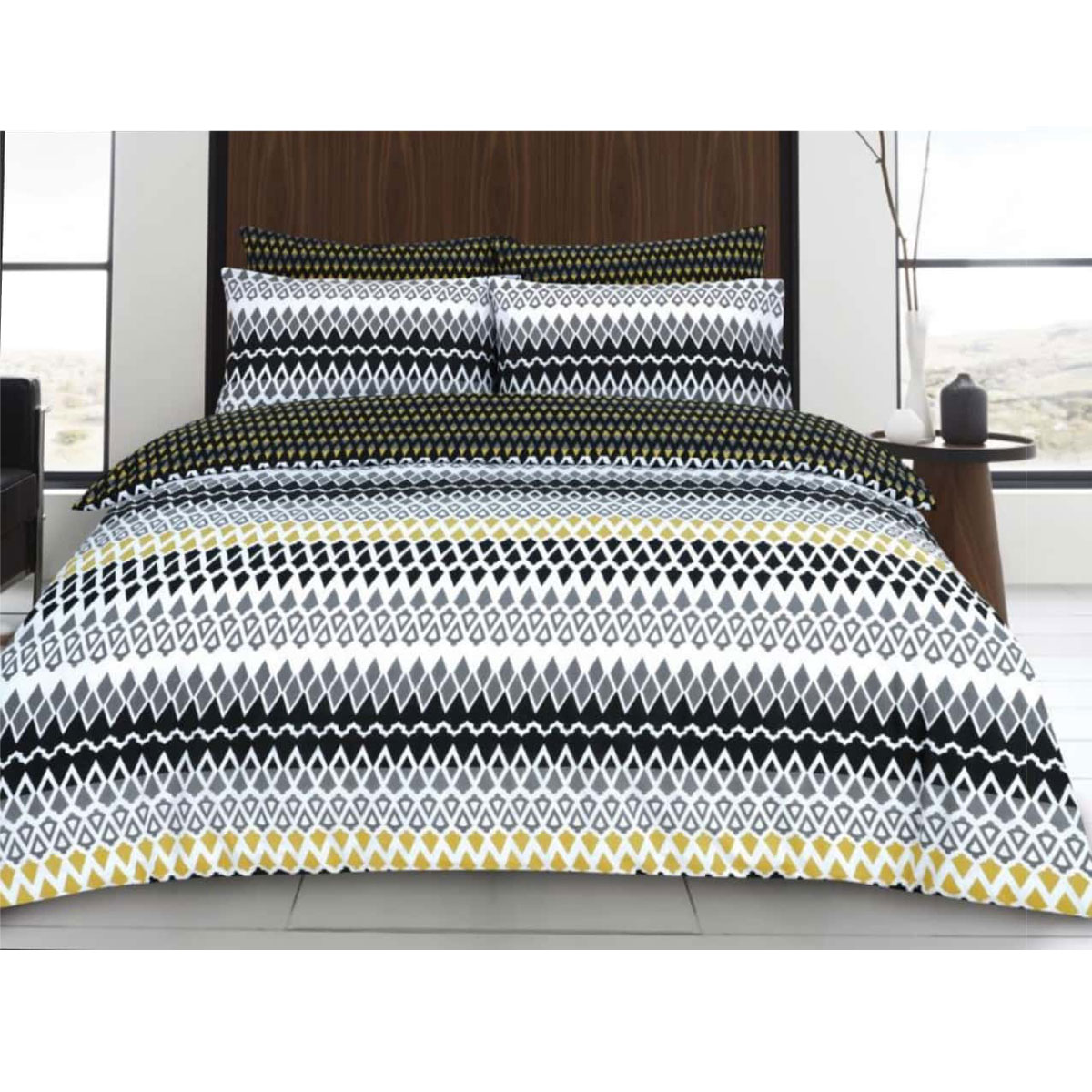 Gene Digital Black Quilt Cover Set King