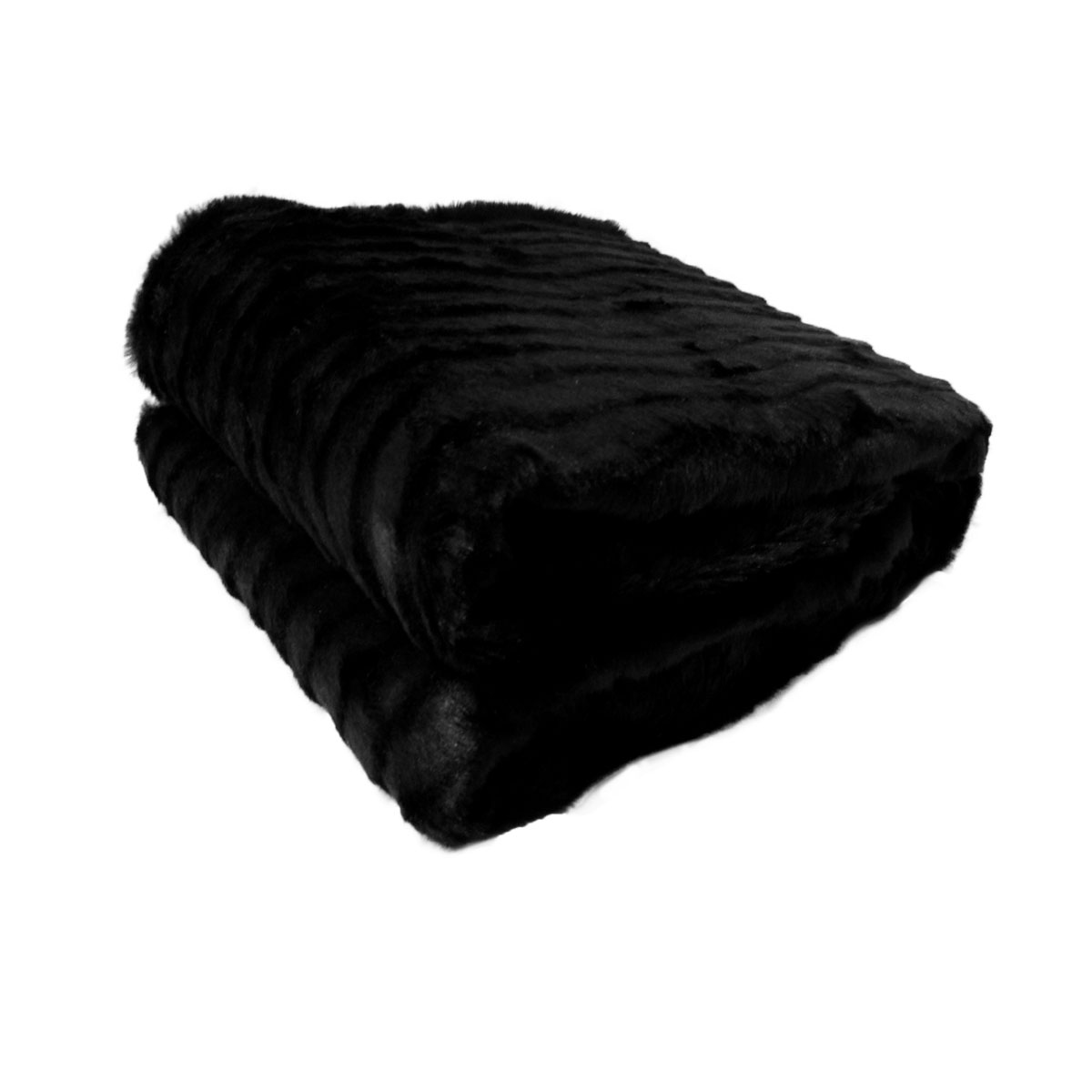 V442-ATX-THROW-21STRIPED-BLACK-RE-79414-00 Faux Fur Striped Throw Rug Black - Image 1