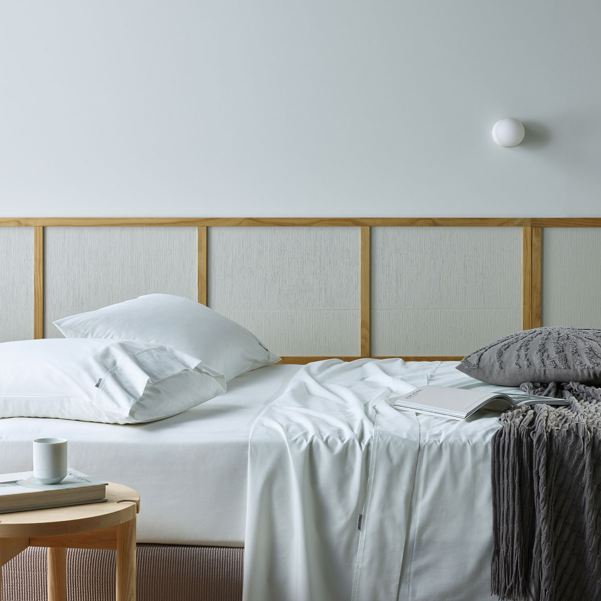 V442-BCA-SHEETS-RECYCLEDCB-WHITE-SB-202989-00 Bianca Natural Sleep Recycled Cotton and Bamboo Sheet Set White Single - Image 1