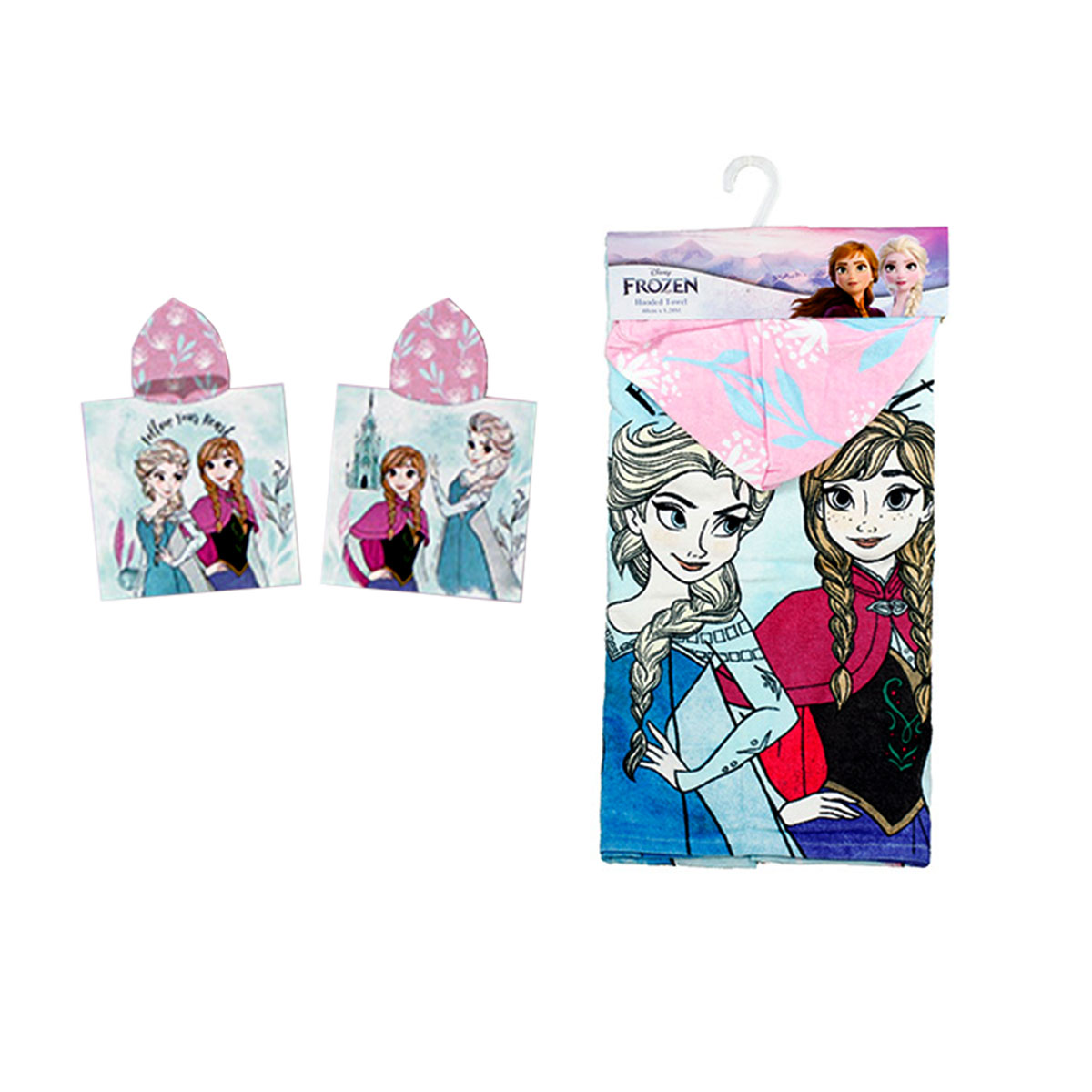 V442-CAP-TOWEL-HOODEDFROZEN8582-BLUE-SH-98494-00 Caprice Frozen Follow Your Heart Cotton Hooded Licensed Towel 60 x 120 cm - Image 1