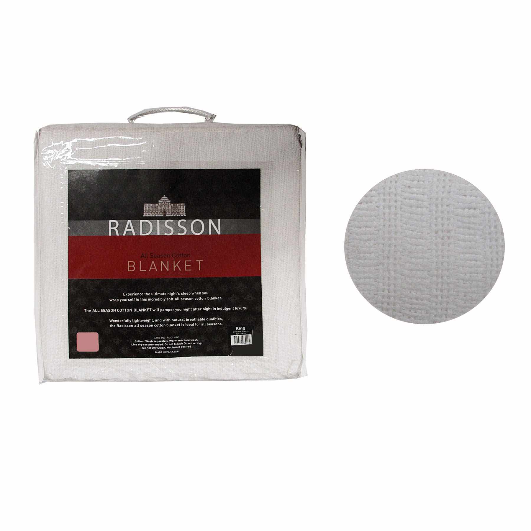 V442-GHT-BLANKET-RADISSONCOTTON-WHITE-SB-104338-00 Radisson All Season Cotton Blanket White SINGLE - Image 1