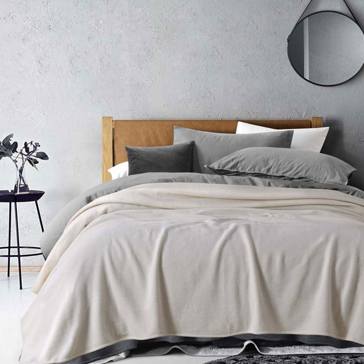 V442-HIN-BLANKET-LACONIAWOOL-NATURAL-DS-190605-00 Laconia 400GSM Premium Australian Pure Wool Blanket Natural Double - Image 1
