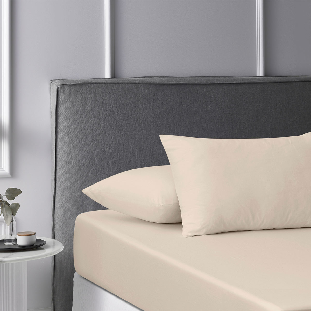 V442-HIN-FITTEDSS-WASHCOTTON-STONE-KI-83646-00 Accessorize Stone Washed Cotton Fitted Sheet Set King - Image 1