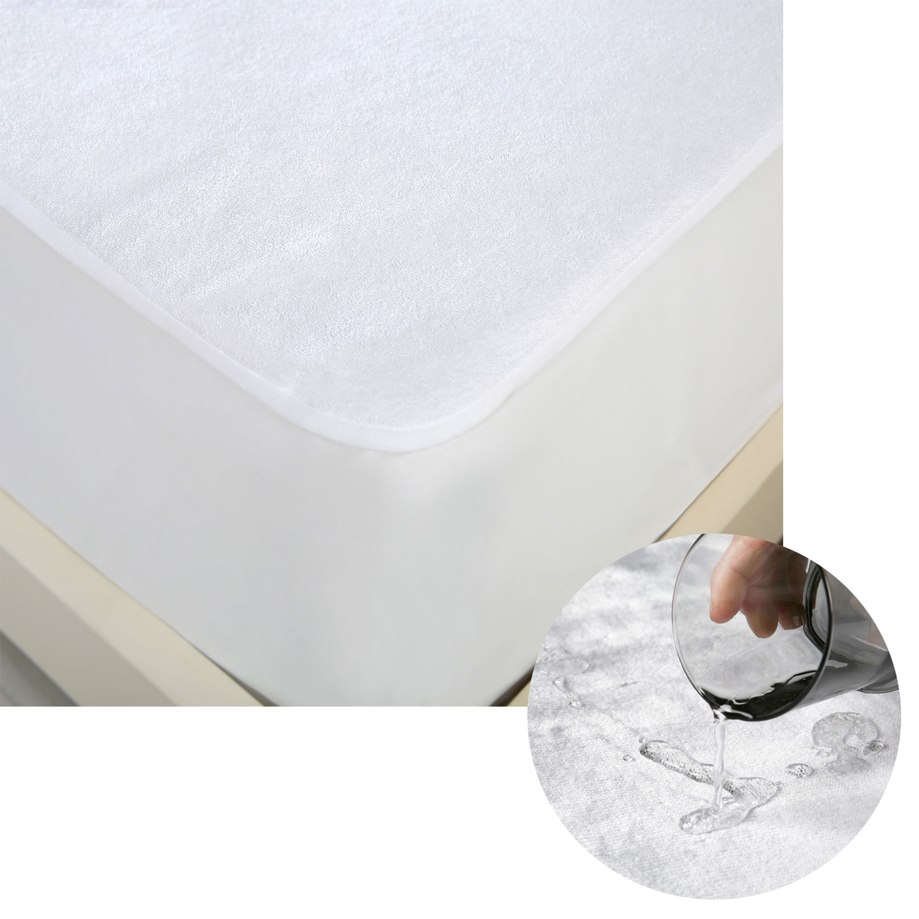 V442-HIN-MATTRESSP-COTTONWATERPROOF-WHITE-DS-202761-00 Accessorize Cotton Top Waterproof Mattress Protector Double - Image 1
