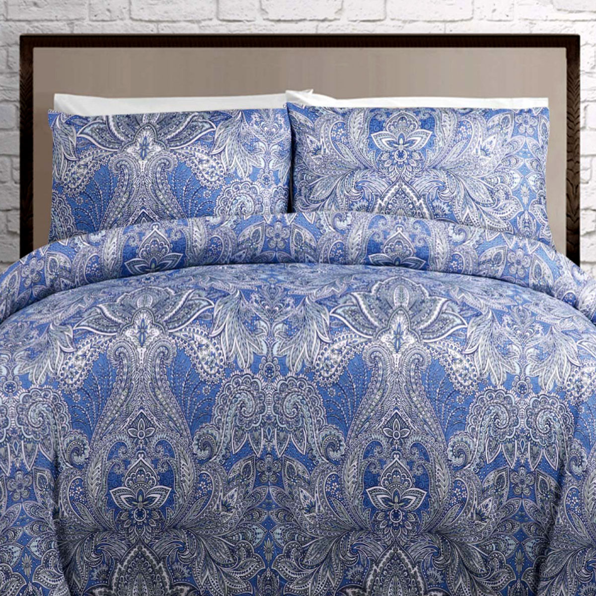 V442-HIN-QUILTCS-KINGSTON-BLUE-DS-173579-00 Big Sleep Kingston Blue Quilt Cover Set Double - Image 1