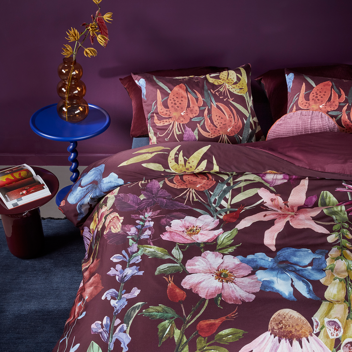 V442-HIN-QUILTCS-LILY-MULTI-KI-202503030936-00 Bedding House Lily Multi Cotton Floral Quilt Cover Set King - Image 1