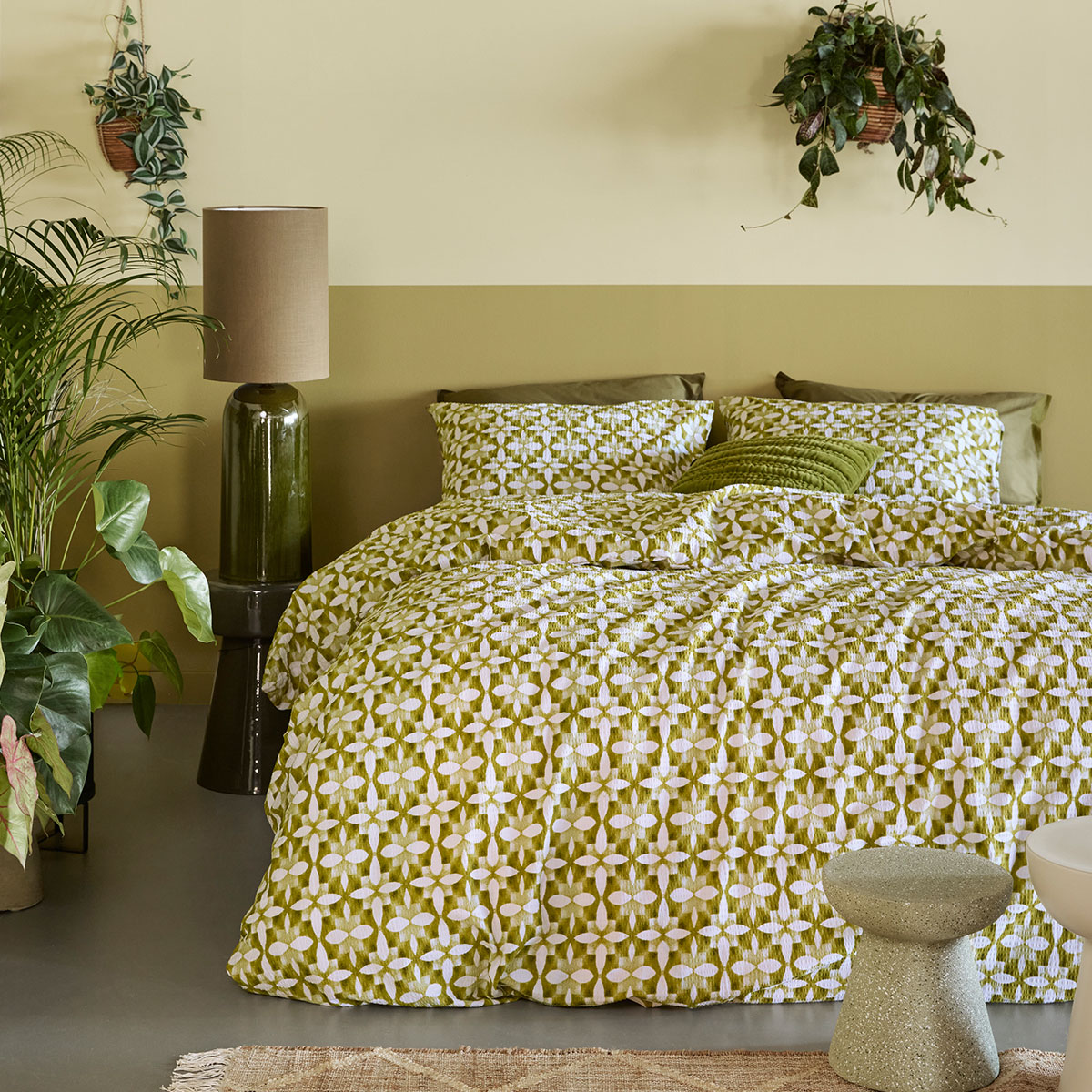 V442-HIN-QUILTCS-MAESEERSUCKER-GREEN-KI-202503121041-00 Bedding House Mae Green Seersucker Cotton Quilt Cover Set King - Image 1