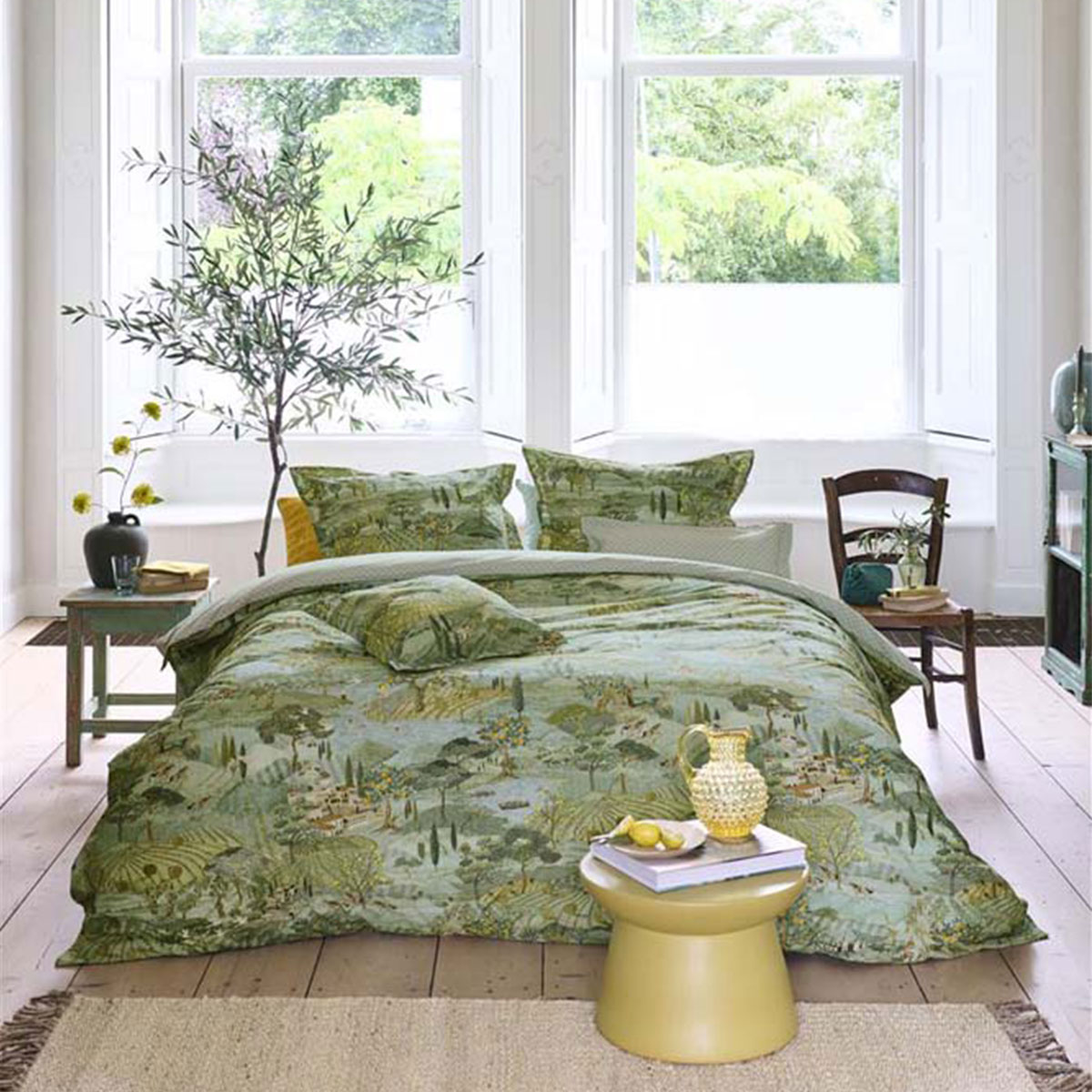 V442-HIN-QUILTCS-TOSCANA-GREEN-QS-83686-00 PIP Studio Toscana Green Cotton Quilt Cover Set Queen - Image 1
