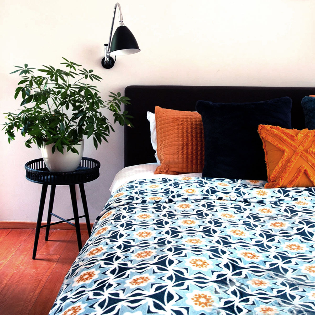 V442-IDC-BLANKET-ORIANA-BLUEMULTI-QS-78712-00 J.Elliot Home Oriana Blanket 240x260cm Blue Multi - Image 1