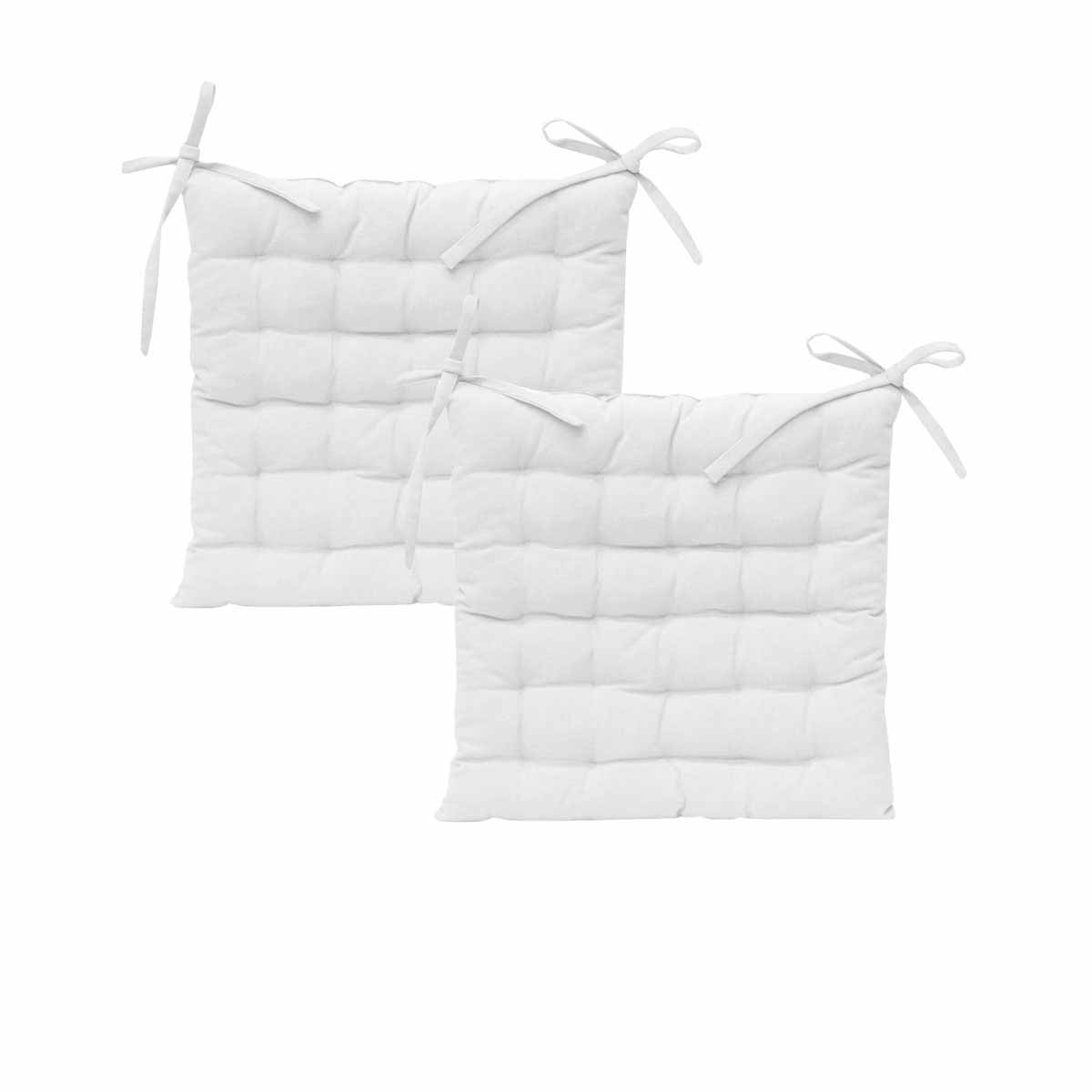 V442-IDC-CHAIRPAD-SETOF2COTTONSOLID-WHITE-SQ-215456-00 J Elliot Home Set of 2 Outdoor 100% Cotton Chair Pads 40 x 40 cm Solid White - Image 1