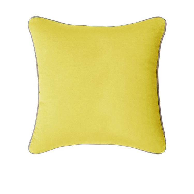 V442-IDC-CUSHIONC-GABRIEL60CM-YELLOW-SQ-78373-00 J Elliot Home Gabriel 100% Cotton Cushion Cover 60 x 60 cm Yellow - Image 1