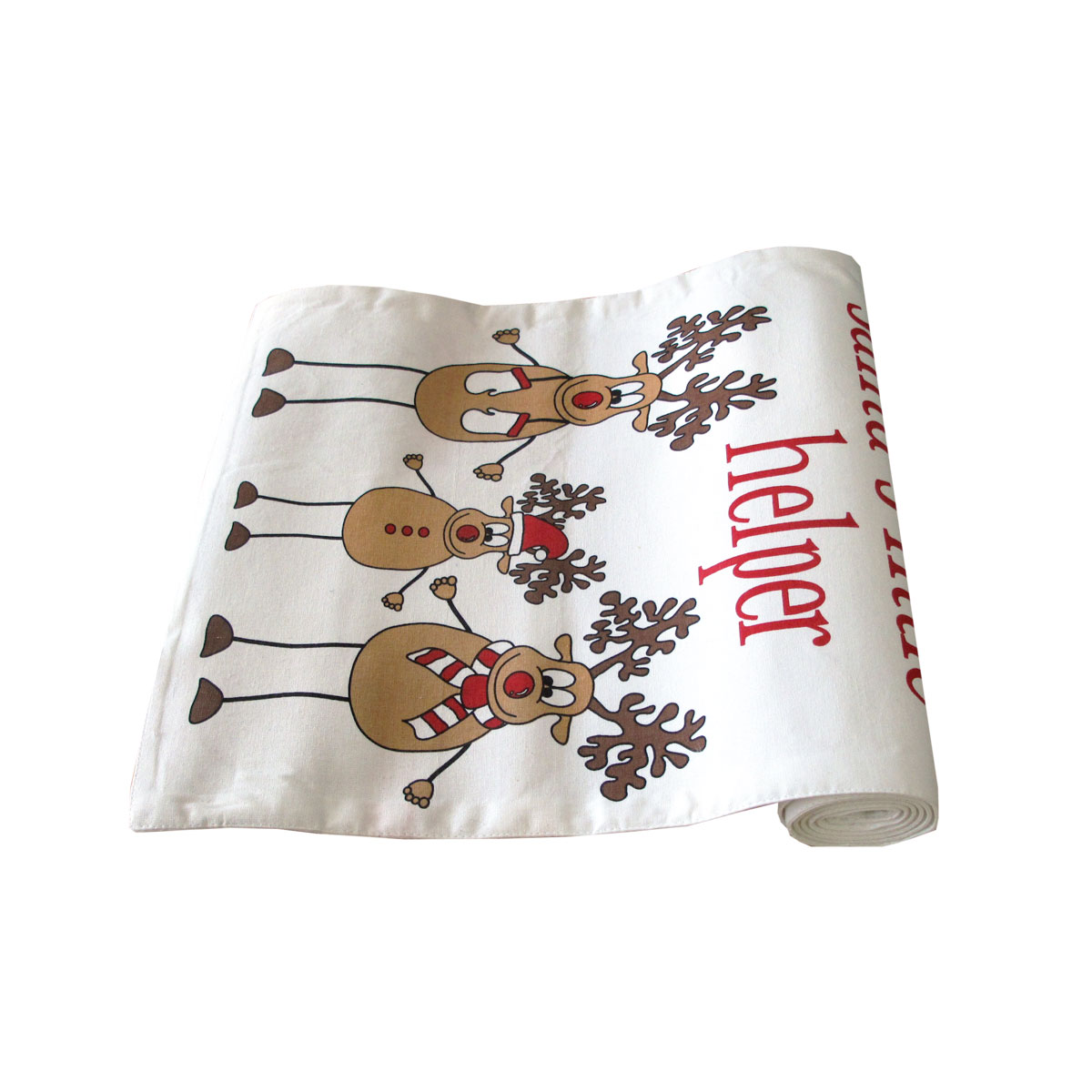 V442-IDC-TABLER-SANTASHELPER2023-MULTI-RE-78240-00 Santa's Little Helper Cotton Table Runner 33 x 180 cm - Image 1