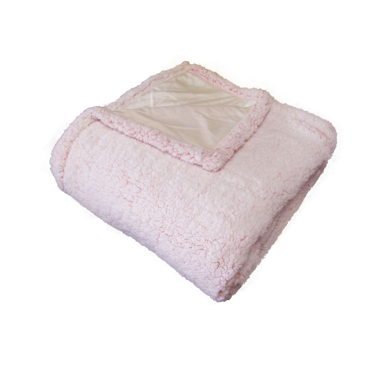 V442-IDC-THROW-SOFIE-PINK-RE-78491-00 IDC Homewares Sofie Sherpa Fleece Throw Rug Pink - Image 1