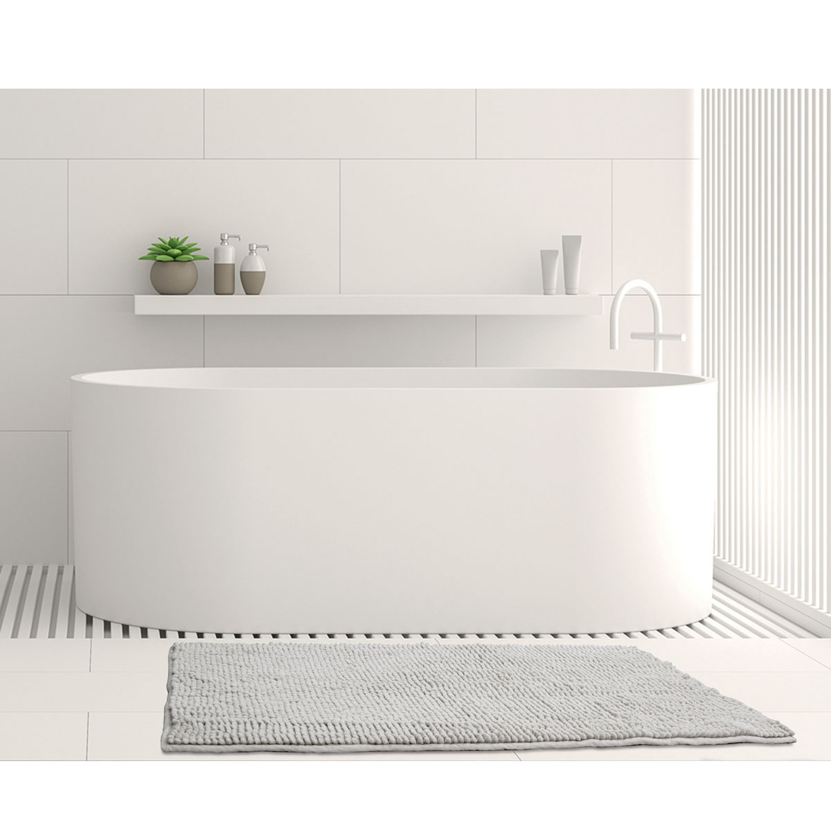 V442-INT-BATHM-TOGGLEMEDIUM-SILVER-RE-141509-00 Toggle Microfiber Bath Mat Medium Silver - Image 1