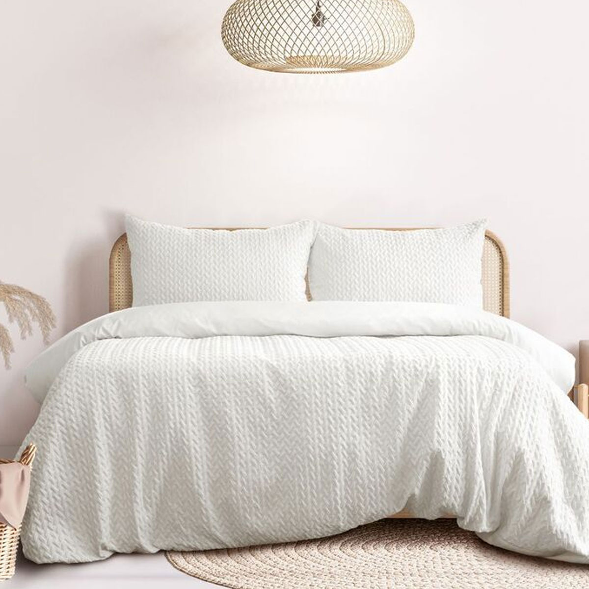 V442-INT-QUILTCS-BONDI-WHITE-DS-143714-00 Ardor Embossed Quilt Cover Set Bondi White Double - Image 1