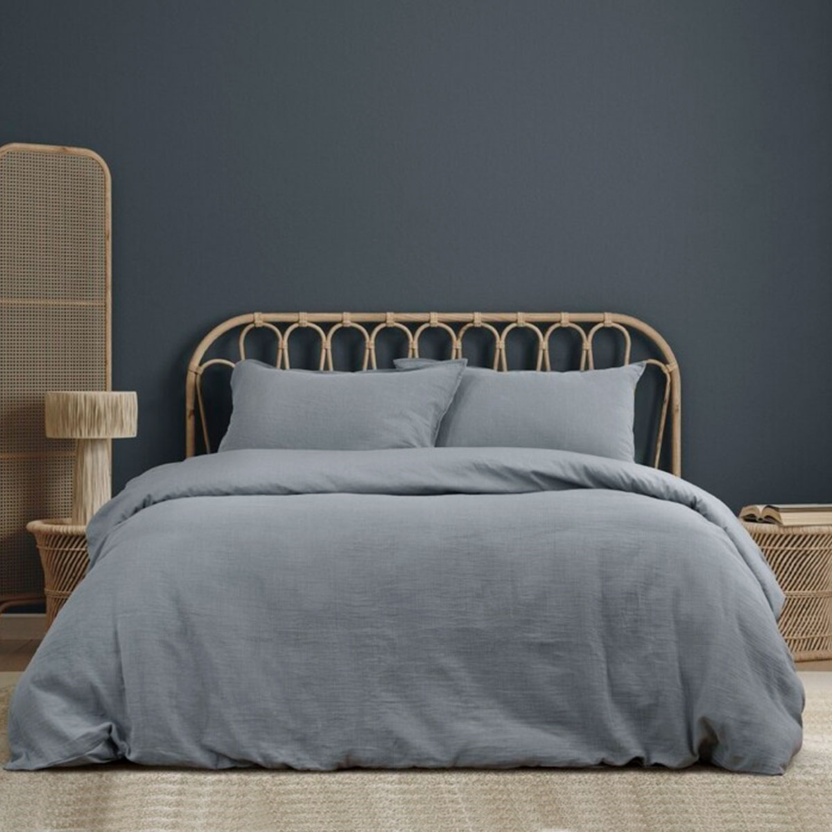 V442-INT-QUILTCS-EARTH-GREY-QS-144513-00 Ardor Earth Grey Cotton Gauze Quilt Cover Set Queen - Image 1